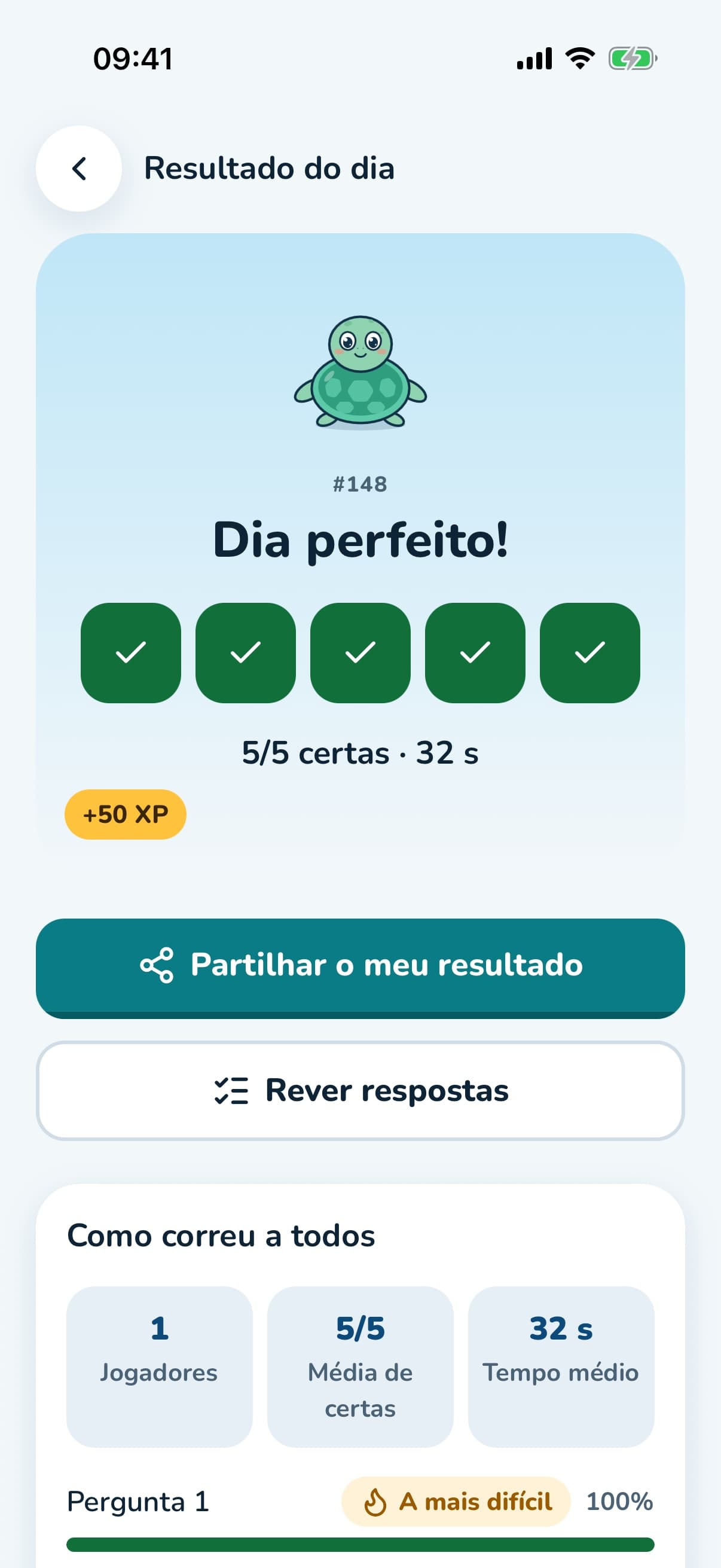 Resultado da Pergunta do Dia: 5 em 5
